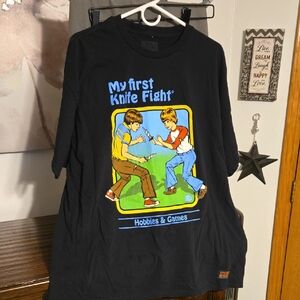 Steven Rhodes Black Graphic Tee Knife Fight 2XL